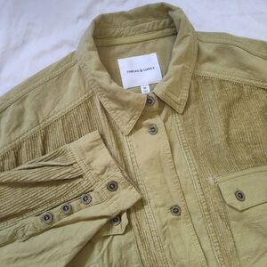 Thread & Supply Dark Yellow Corduroy Button Up Sweater Jacket Women's‎ Size M